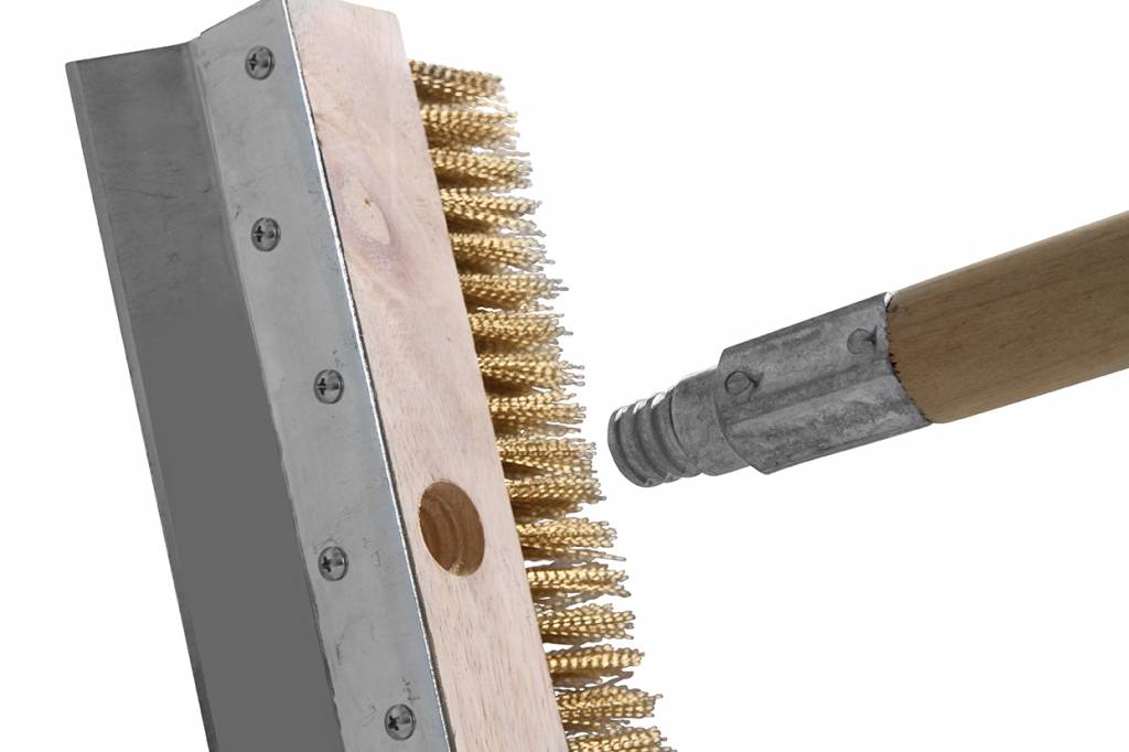 Reinigings borstel 250x1030 mm - messing houten houder + steel