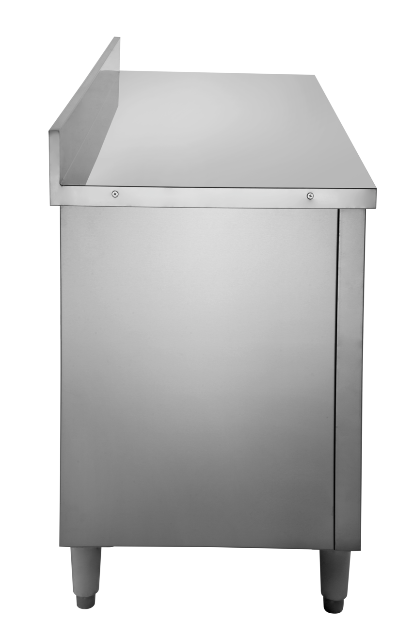 Armoire de travail en inox Basic 200x70 avec dosseret 100 mm