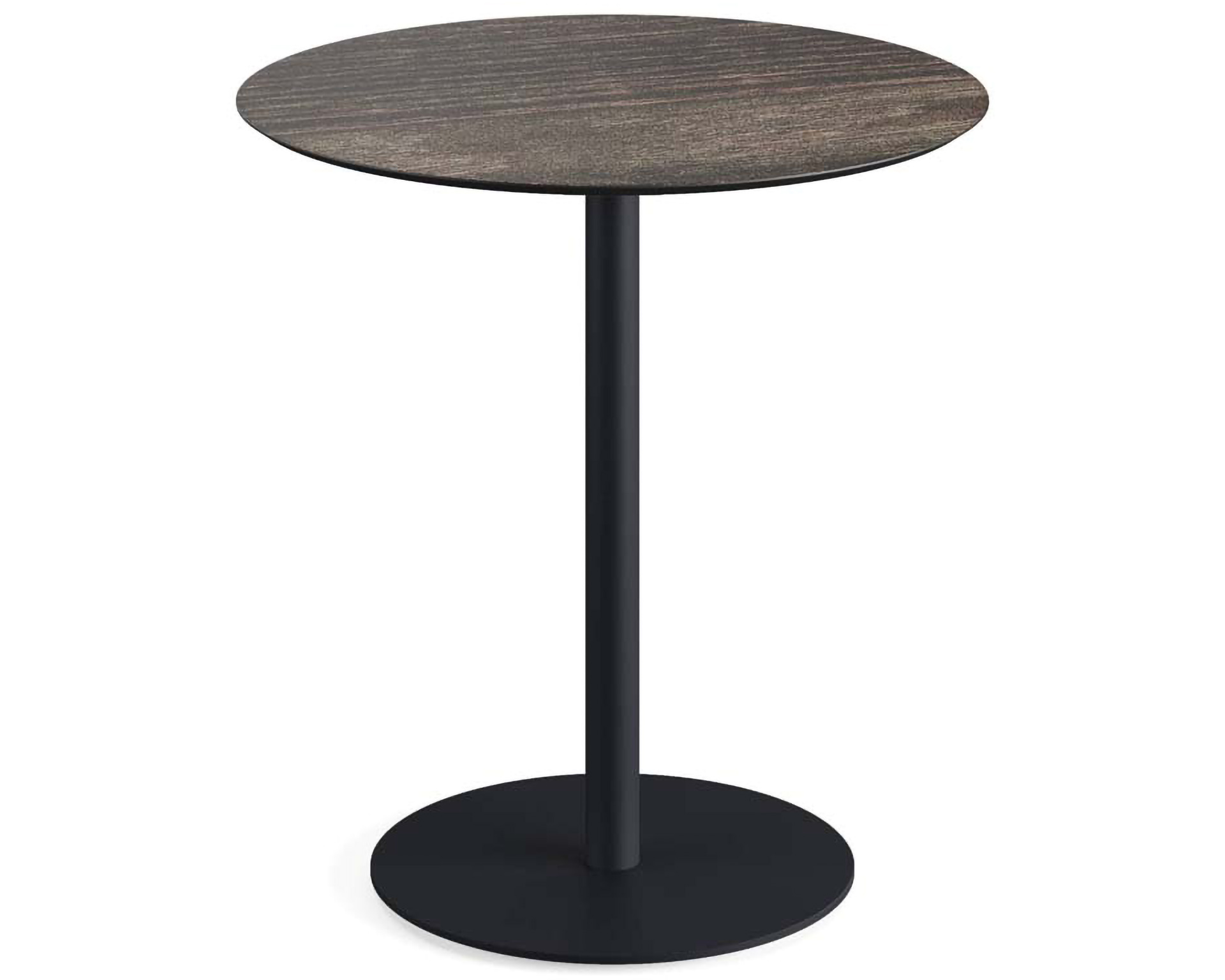 Urban terrastafel zwart frame + Riverwashed Wood HPL tafelblad Ø70cm