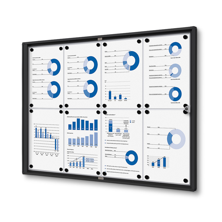 Tableau d'affichage intérieur verrouillable, format économique, noir, format 8 x A4