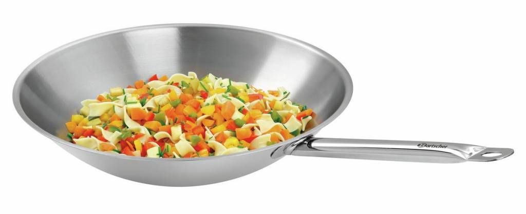 Poêle wok en acier inoxydable | Ø360mm-extérieur 385mm | 6 litres
