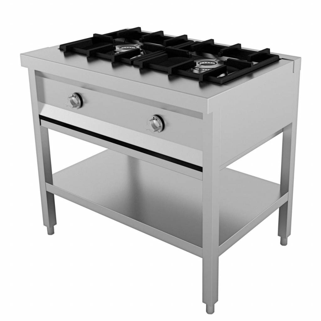 Pfannkuchen Herd - 2x Brenner 6,5kW - 895x600x(h)800mm
