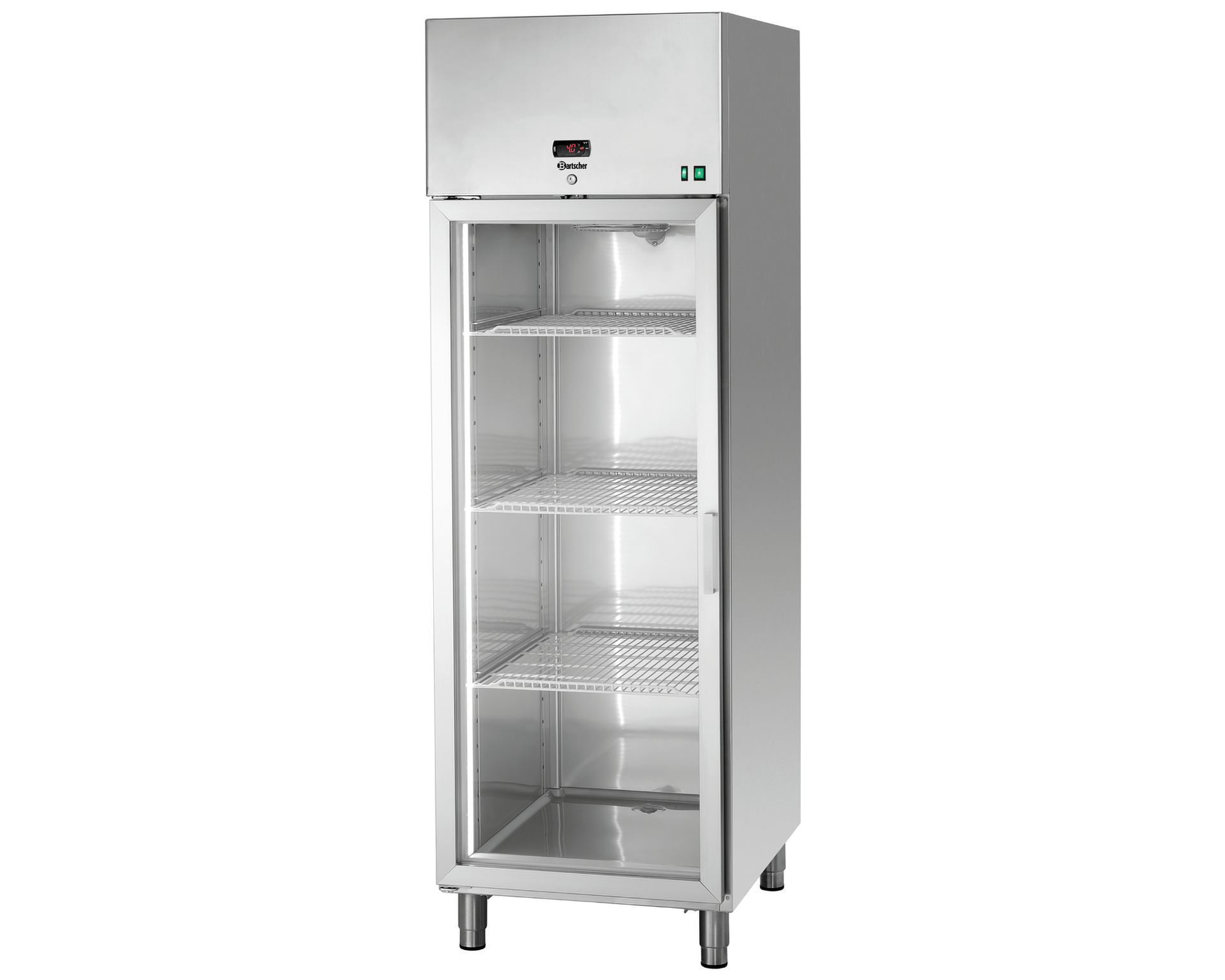 RVS koelkast 461L - Glazen deur