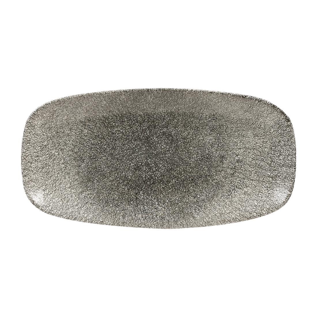 Churchill Raku Quartz Black chefs ovaal bord 35.2 x 18.7 cm pak van 6