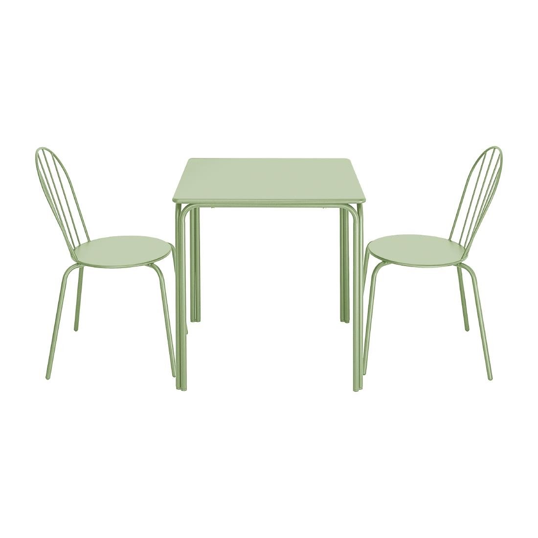 Table carrée en acier Bolero Adeline 700mm vert clair