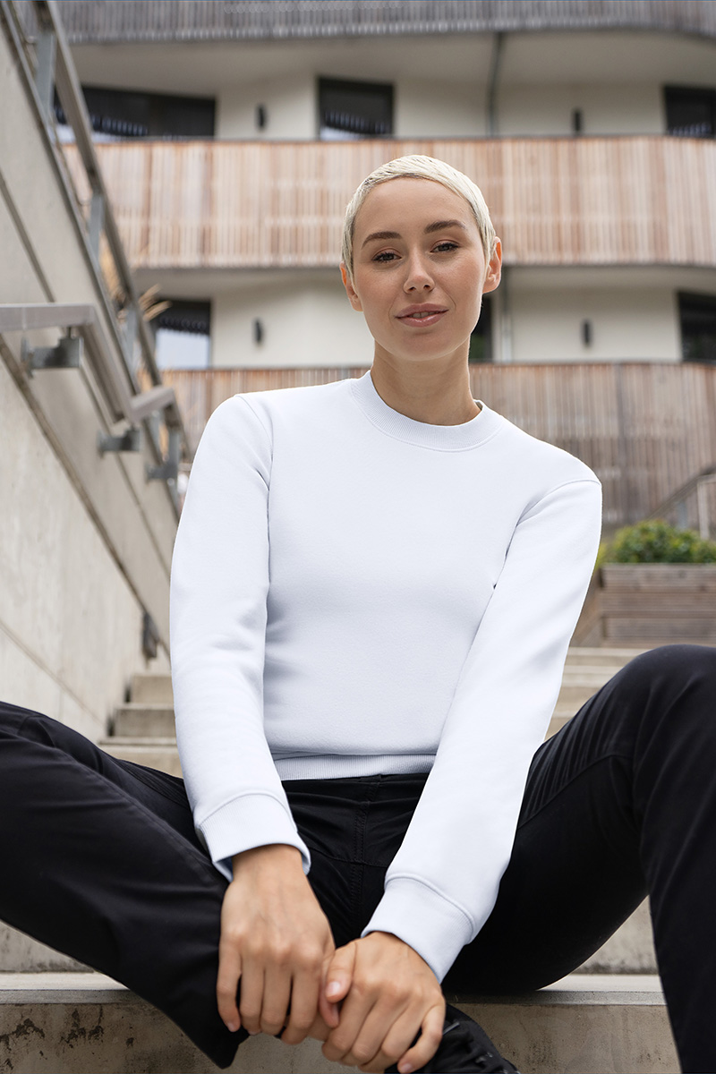 Damen Workwear Sweatshirt Soft-Face, aus nachhaltigem Material - Weiß - L
