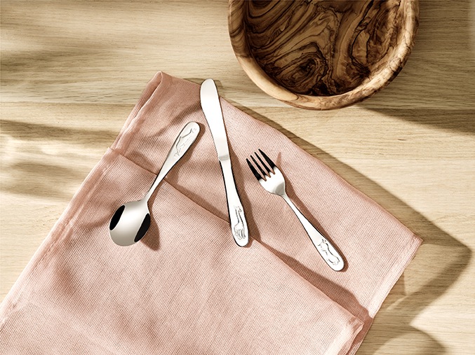 Kindermes-Set MARIE, 17 cm, Motief: giraf, Set van 12 stuks, roestvrij staal 13/0