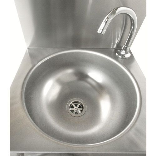 Edelstahl Handwaschbecken | Kniebedienung | Vormischhahn + Seifenspender | 384x353x(h)524mm