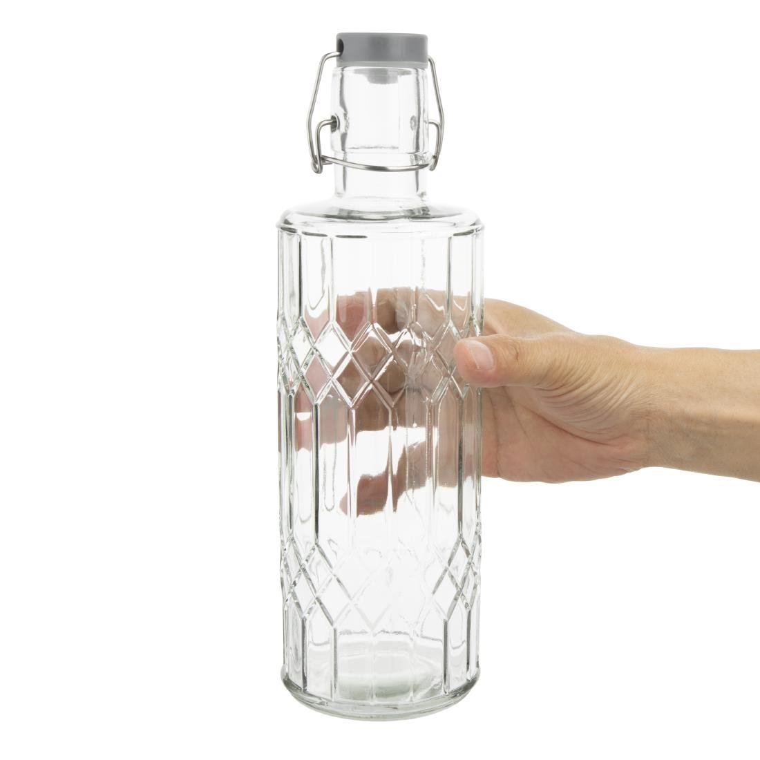 Olympia geo Glaswasserflasche mit Stöpsel 1 Liter (6 Stück)