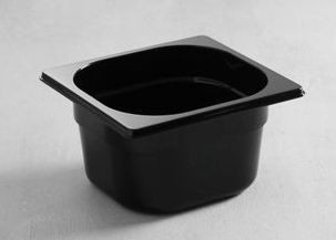 Gastronormbak 1/6 - 65 mm - zwart polycarbonaat