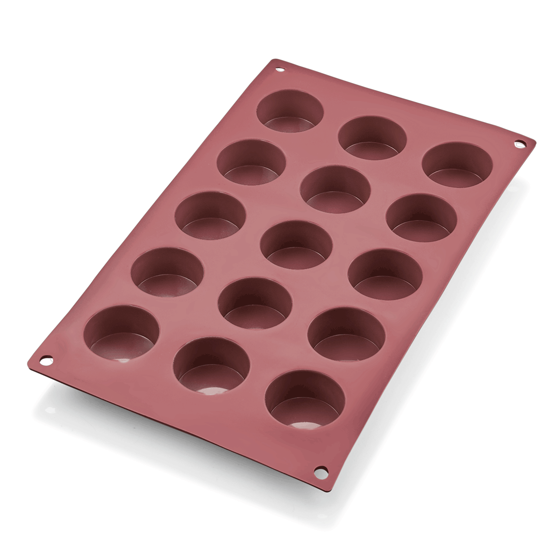 Petit Four BAKEFLEX, 15 bakvormen, Ø 4 cm, rood, siliconen