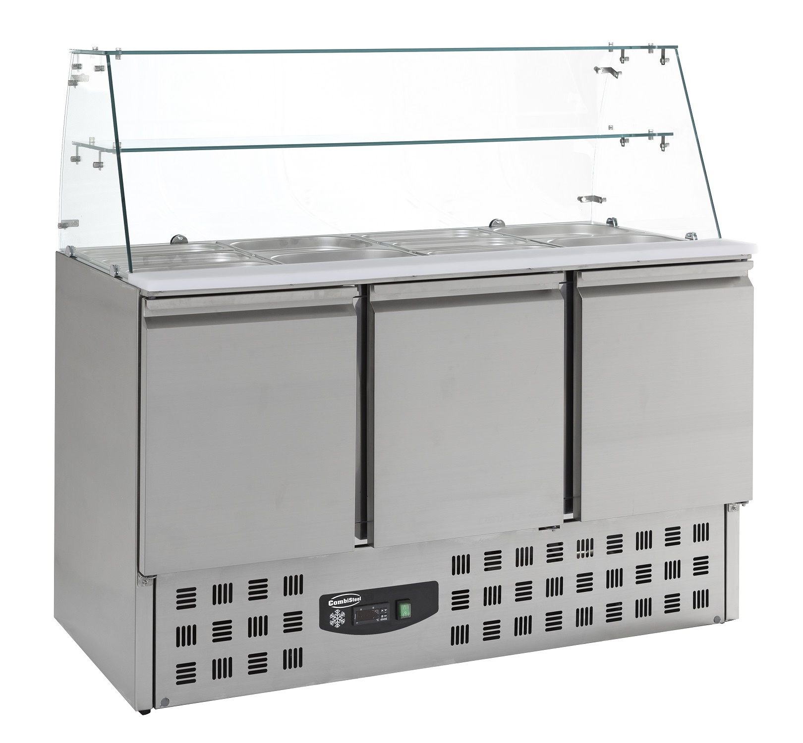 Saladette 3 Deurs - Glasopstand - 4x 1/1GN - 1365x700x850(h)mm