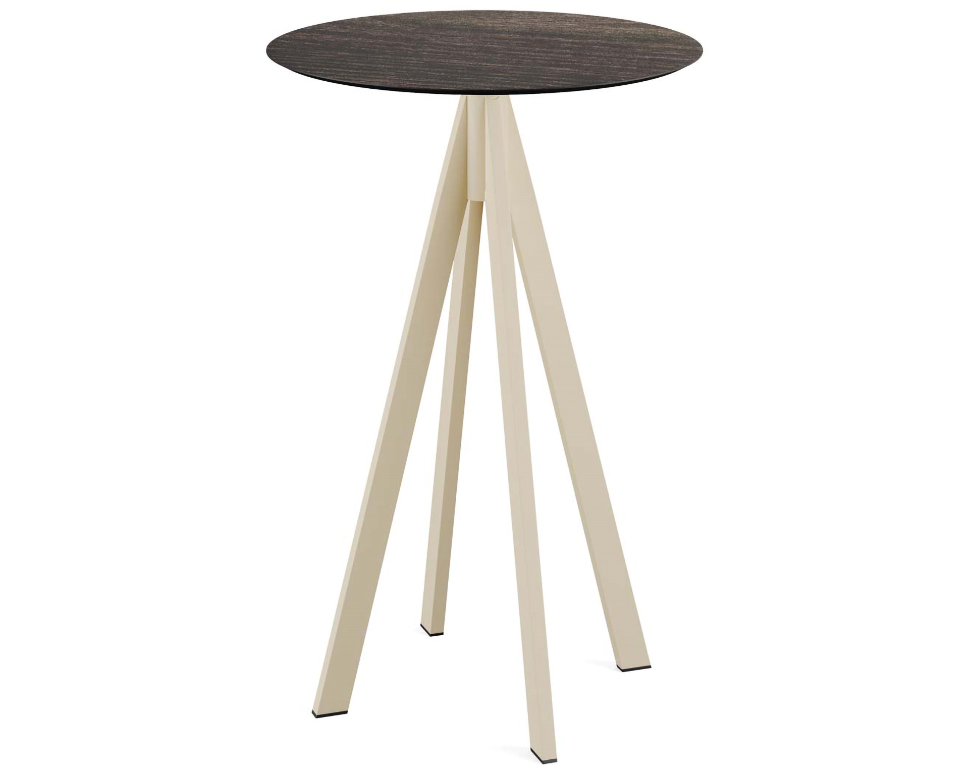Table de bar Infinity piètement sable + plateau HPL Riverwashed Wood Ø70cm