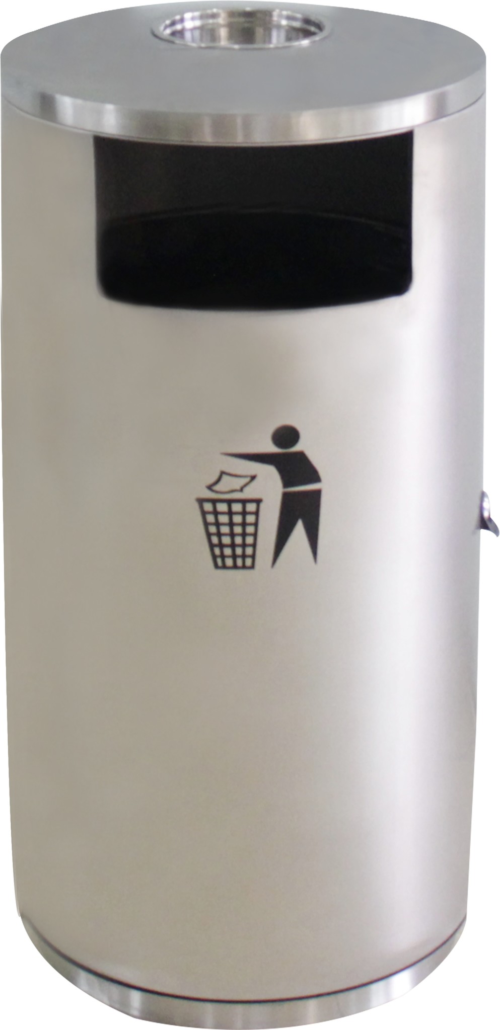Abfallbehälter mit Aschenbecher Gebürsteter Edelstahl | Ø460x(H)890mm
