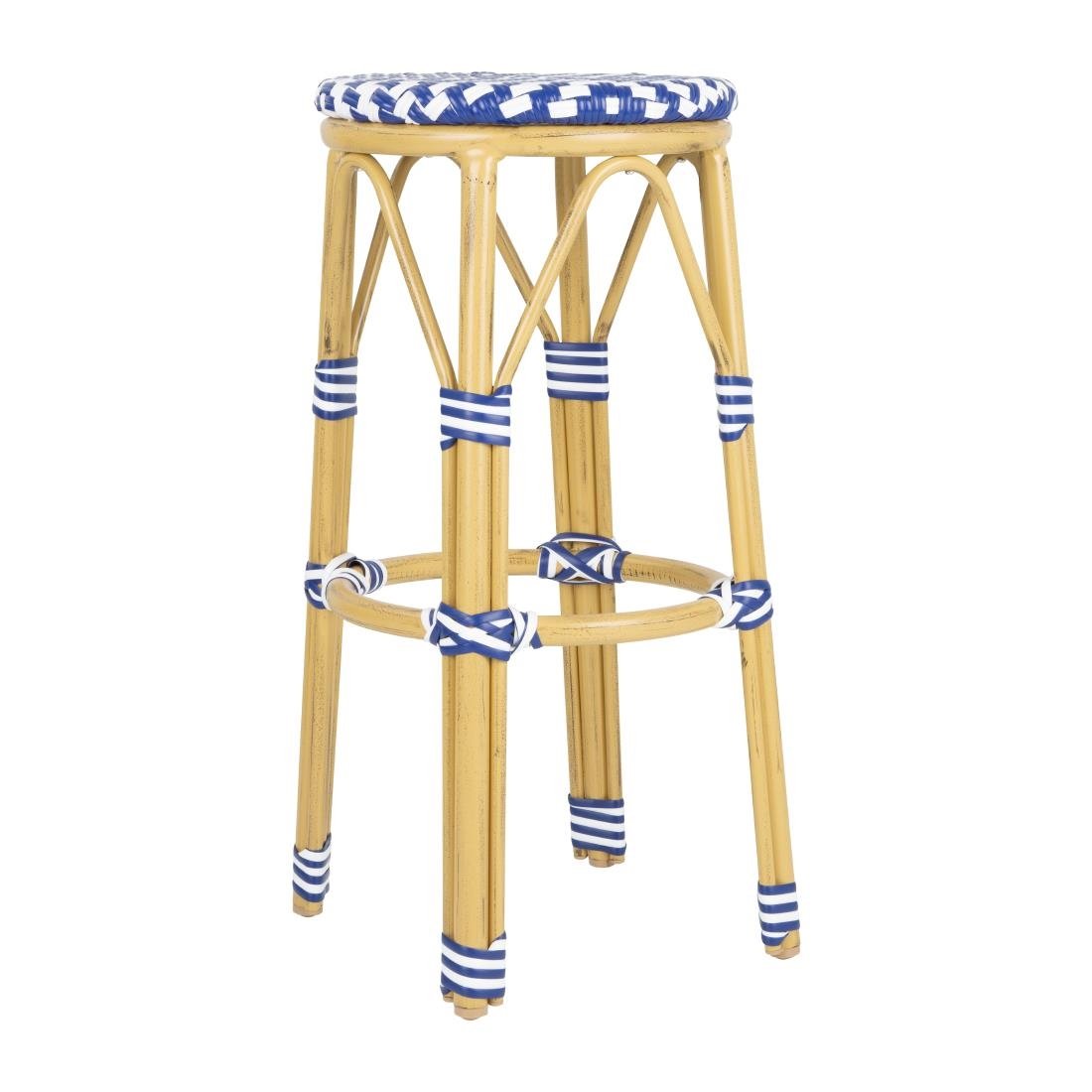 Bolero Parijse Stijl PE Rattan Barkrukken Blauw (2 Pack)