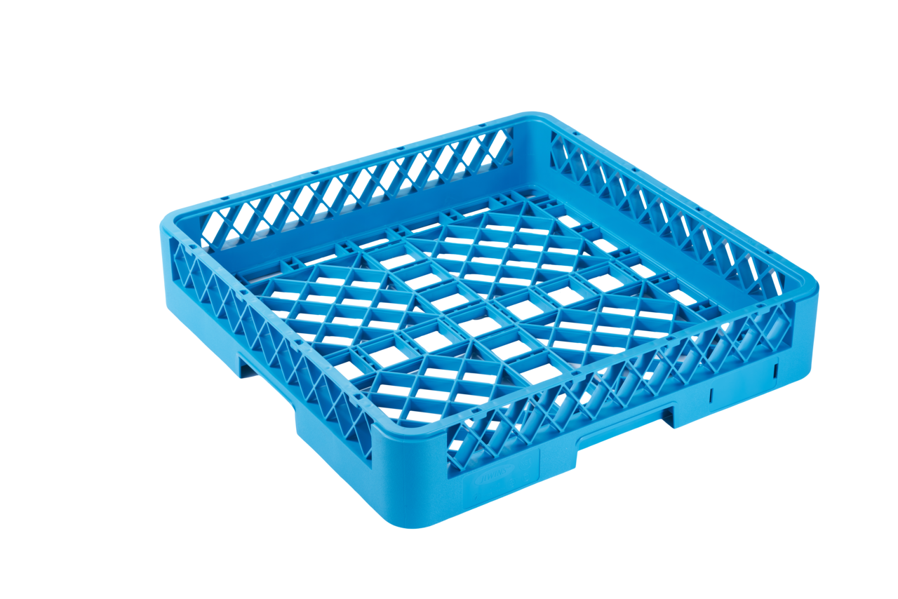 Spülkorb 500x500 mm ohne Aufteilung, grobmaschig, blau