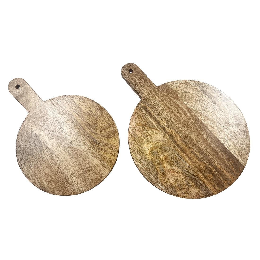 Support de présentation rond avec poignée en bois de manguier avec pieds en métal Olympia 400x300x80mm Support de présentation rond avec poignée en bois de manguier avec pieds en métal Olympia 400x300x80mm