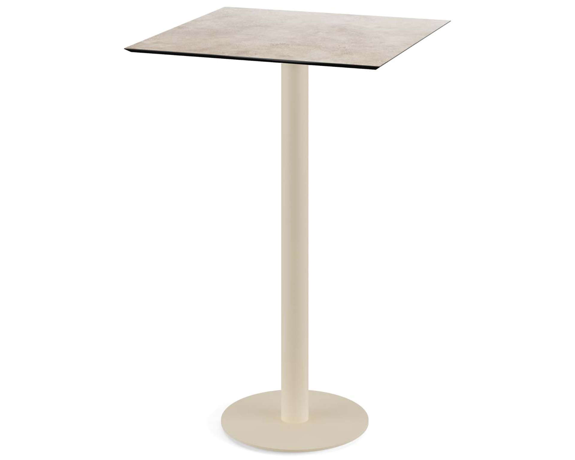 Table de bar Urban piètement sable + plateau HPL Moonstone 70x70cm