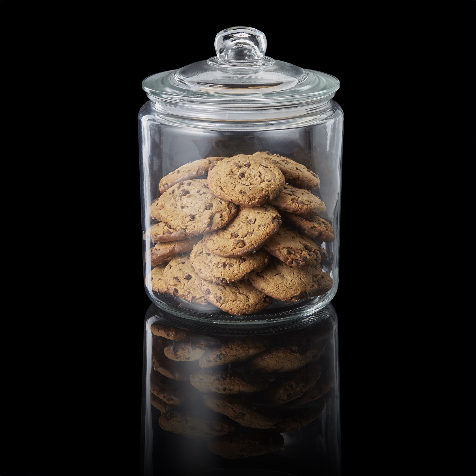 Opbergpot, 4 liter, Ø 19 cm, Hoogte 25 cm, glas, polyethyleen