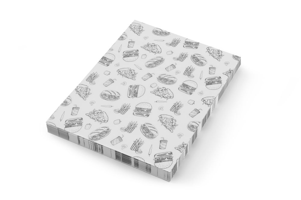 Papier ingraissable - Motif illustration fast-food - 500 u. - 200x250mm