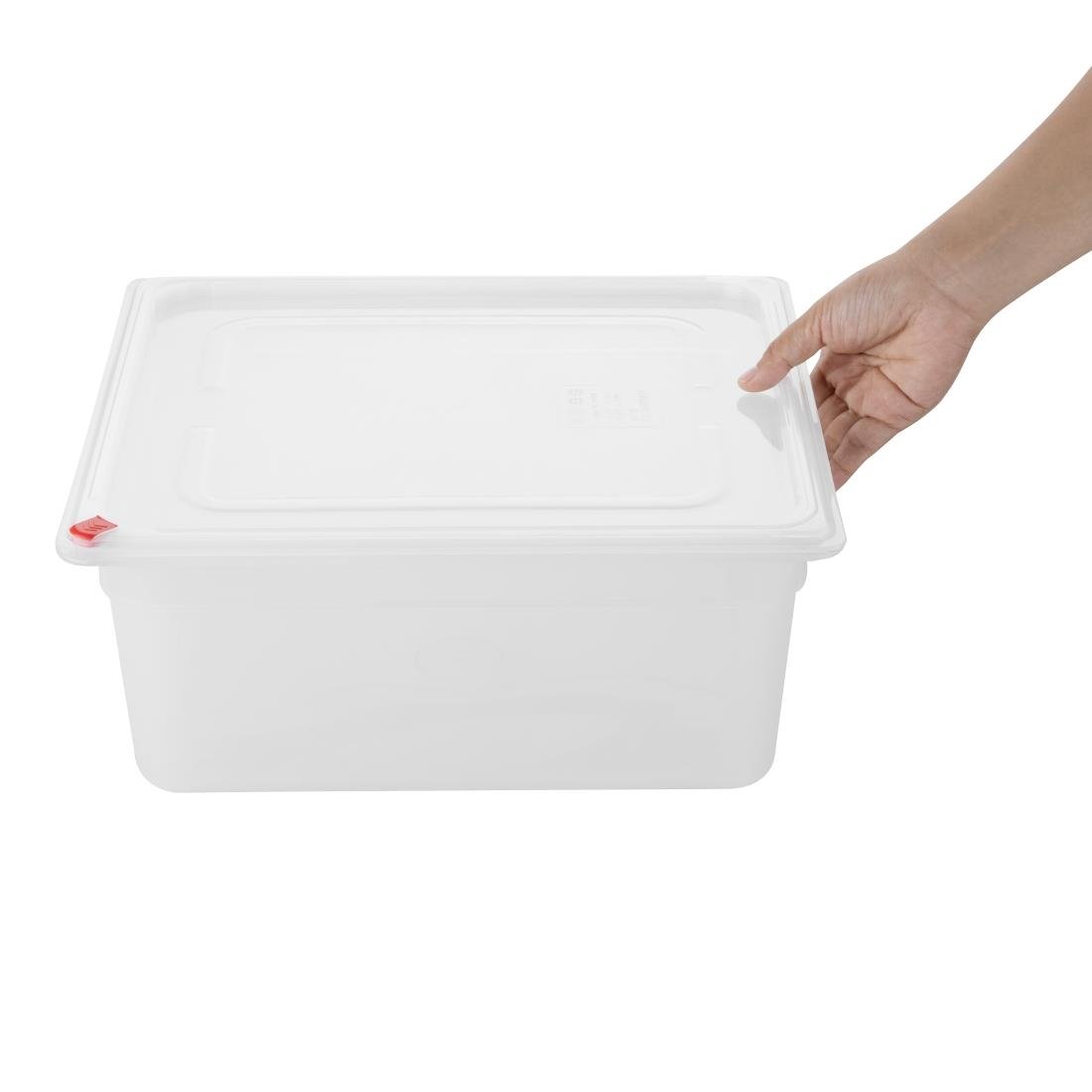 Bacs PP Hygiplas Click GN 2/3 avec couvercles et 7 clips de couleur 150mm 12L (lot de 4)