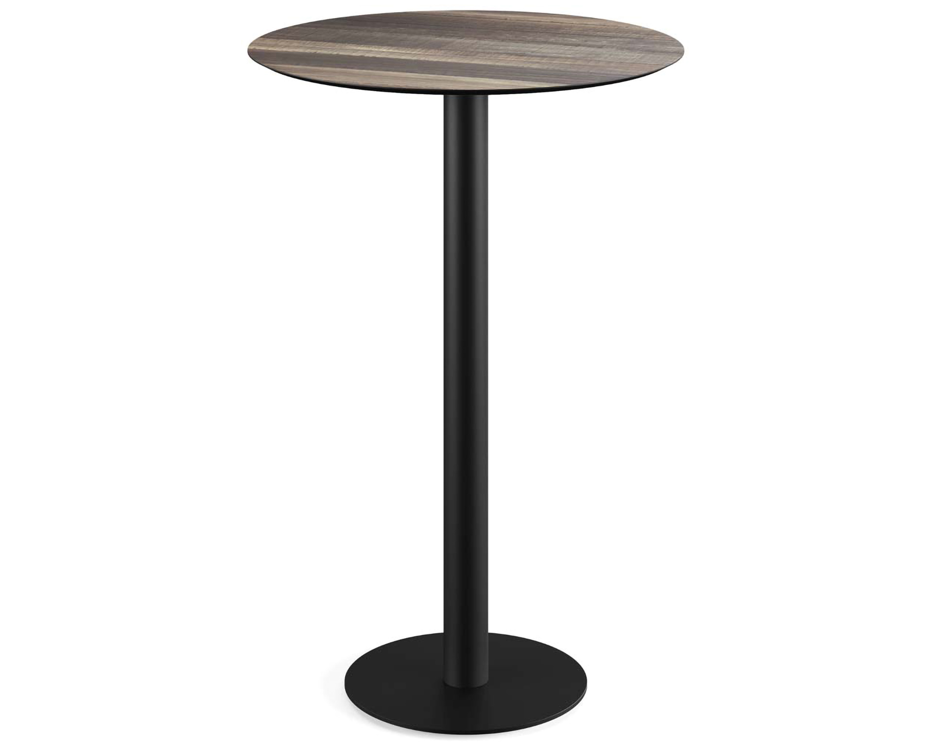 Table de bar Urban piètement noir + plateau HPL Bois Tropical Ø70cm