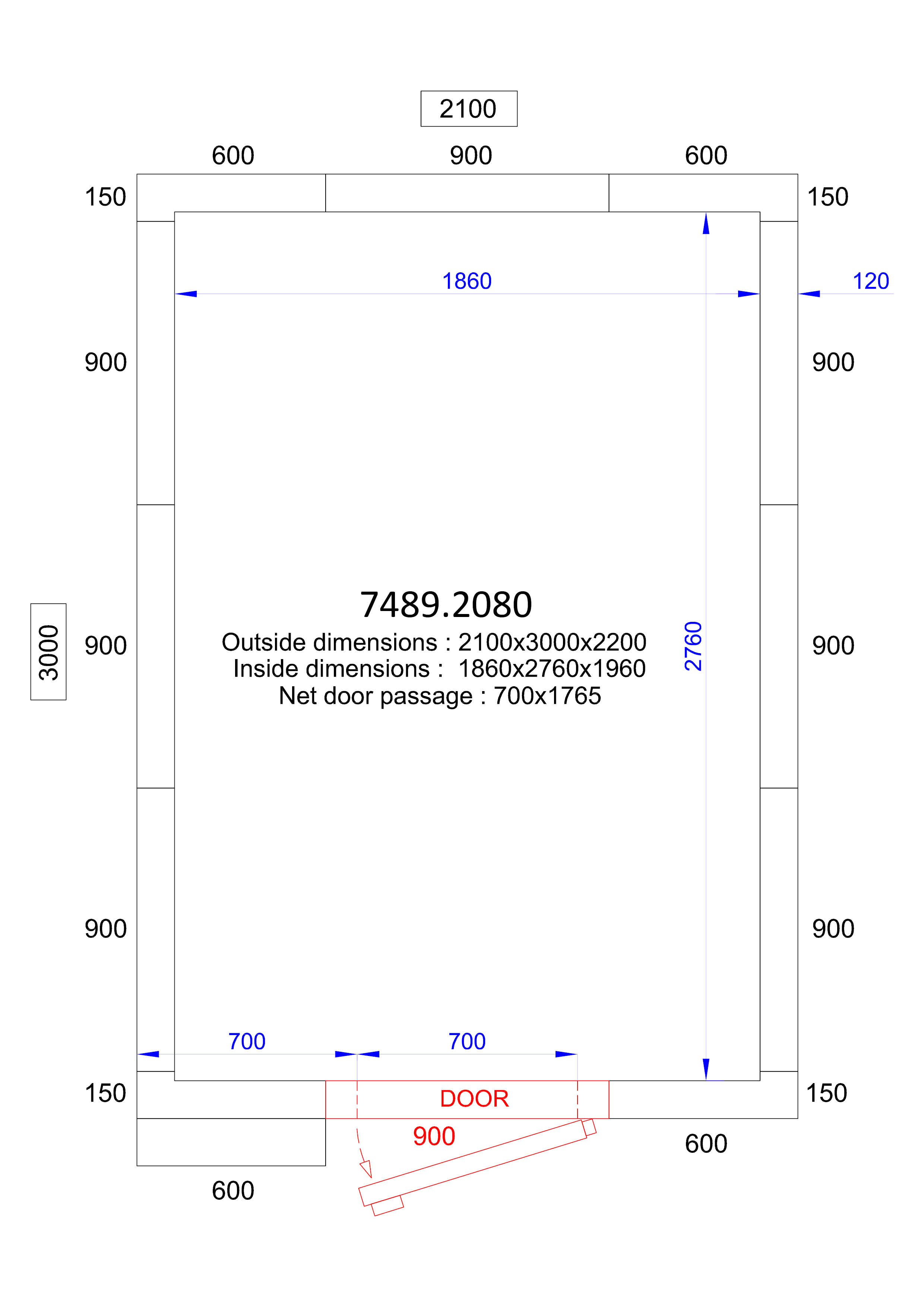 Chambre Froide Positive/Negative 2100X3000X2200 - 120 Mm