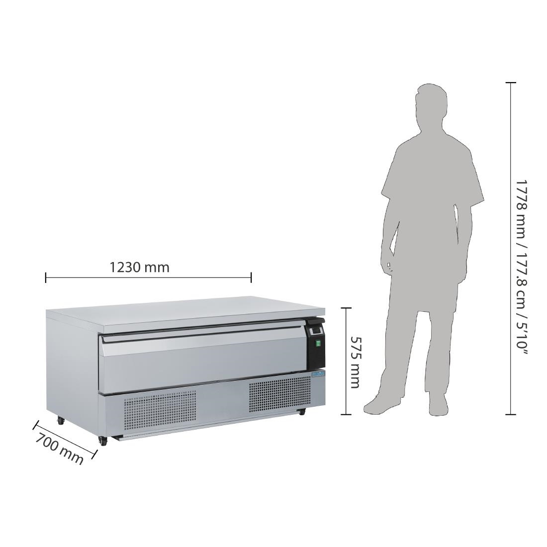 U-Serie Kühl- oder Gefrierschrank | Unterbau | 1 Schublade 3x GN1/1 | 1230x700x(h)605mm