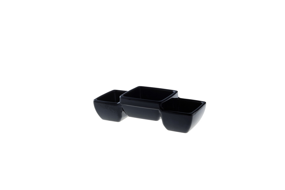Schaal 3-vaks Melamine 14 x 6 cm Zwart Melamine