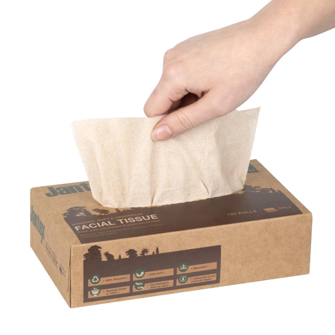 Jantex Green 100% Recycelte Gesichtstücher 100 Blatt (36 Stück)