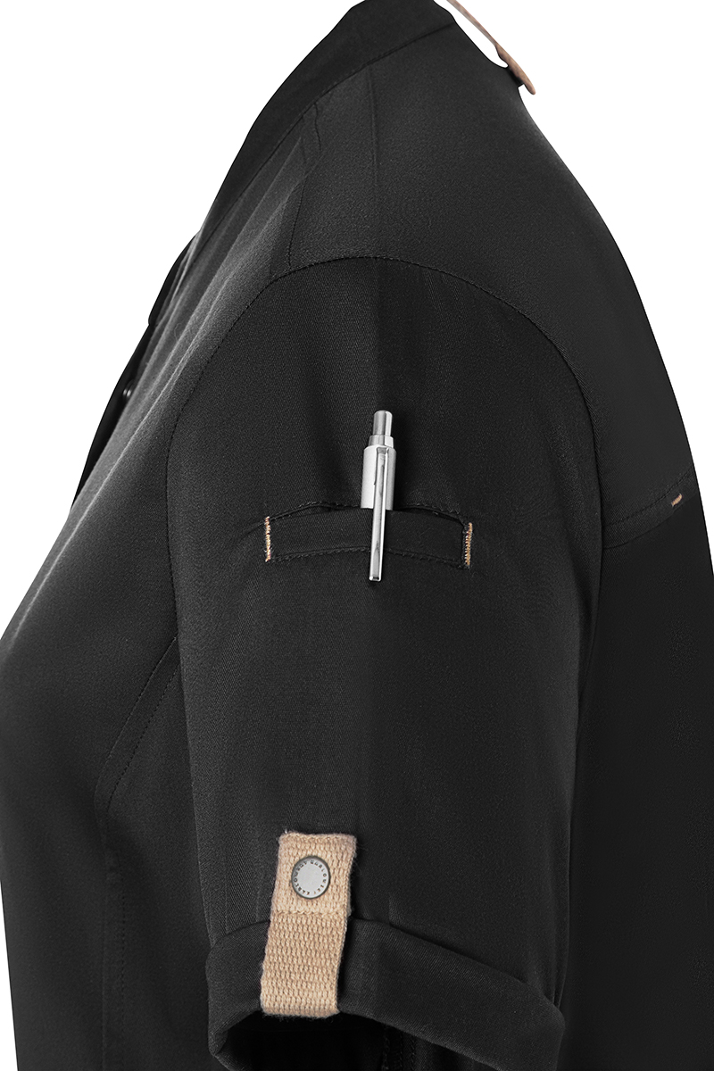 Veste de cuisine pour femme á manches courtes Green-Generation, en matériau durable, - Noir - 34