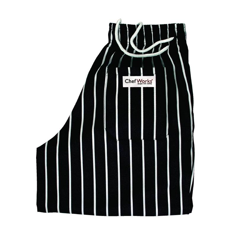 Pantalon Easyfit Unisexe - Chef Works - Noir/Blanc Rayé - Disponibles En 6 Tailles