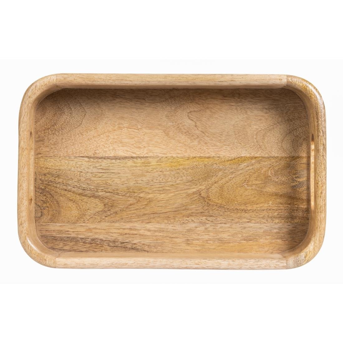 Plateau de service rectangulaire avec poignées intégrées en bois de manguier Olympia 300x190mm