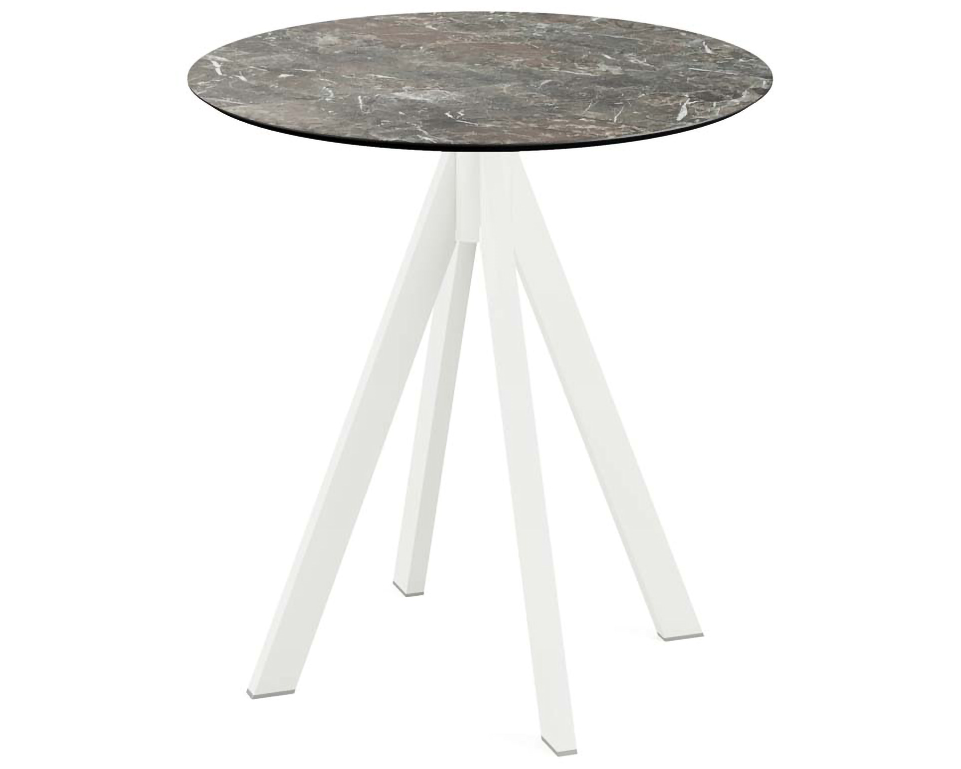 Infinity Terrassentisch weißer Sockel + Galaxy Marble HPL Tischplatte Ø70cm