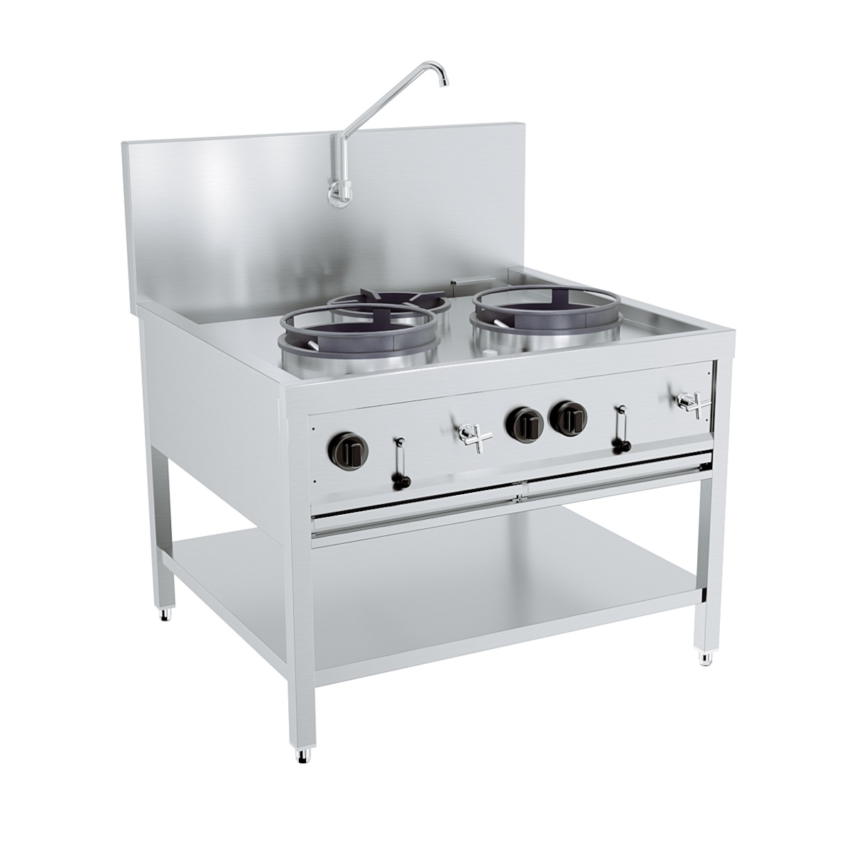Gas Woktafel 2X17Kw + 1X9Kw