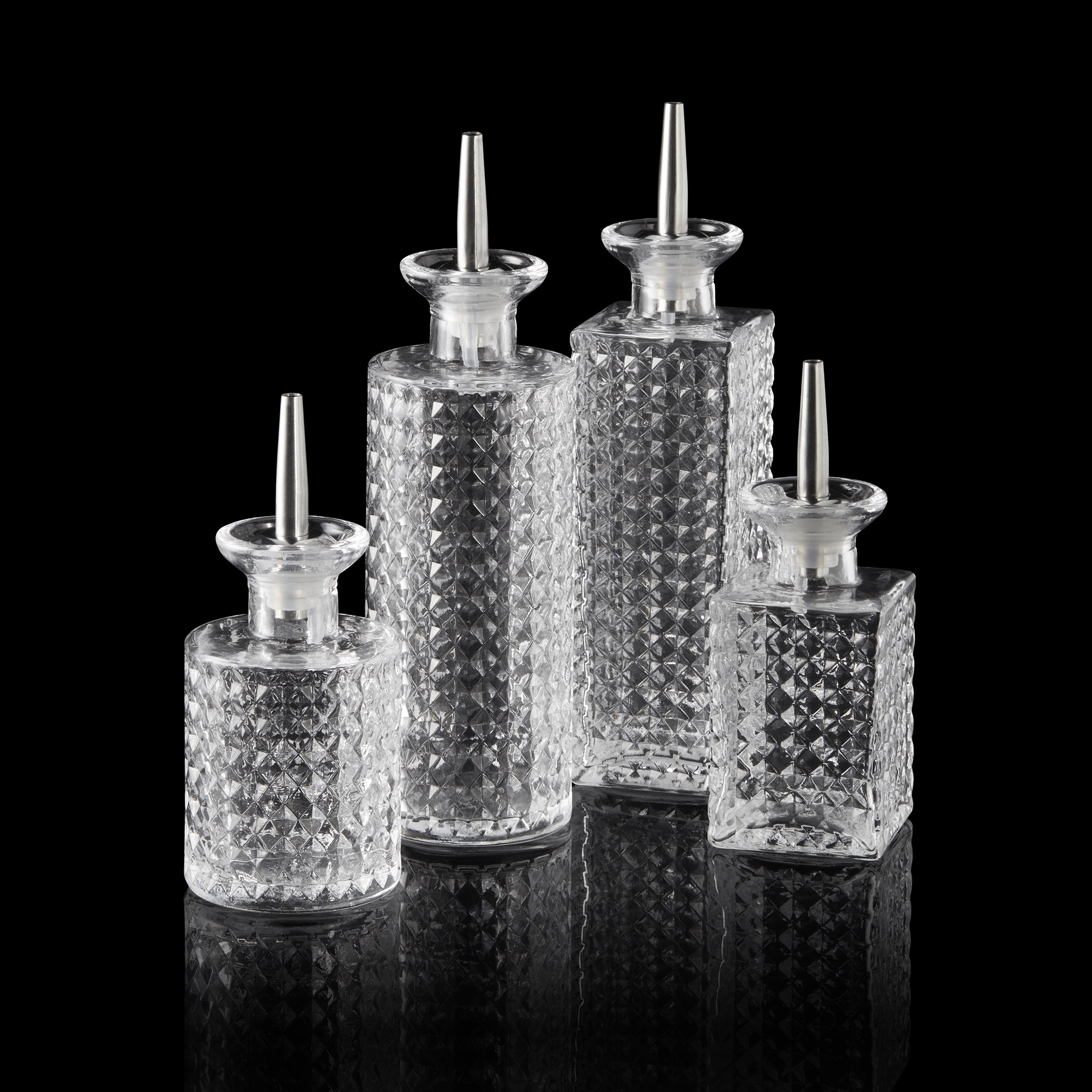 Bitterflasche NOCTURN, 0,13 ltr., 5,5 x 5,5 x 10,5 cm, Glas, Edelstahl