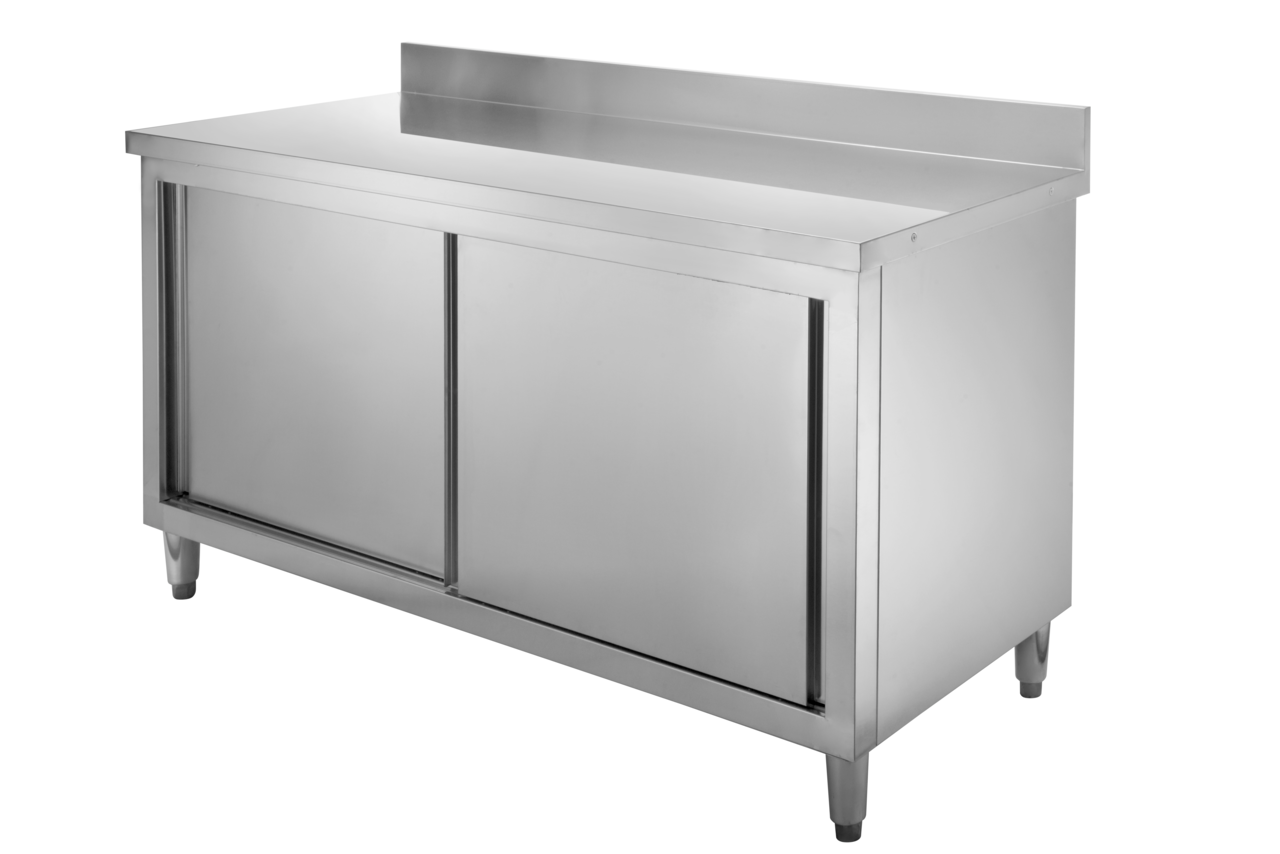 Armoire de travail en inox Basic 200x70 avec dosseret 100 mm