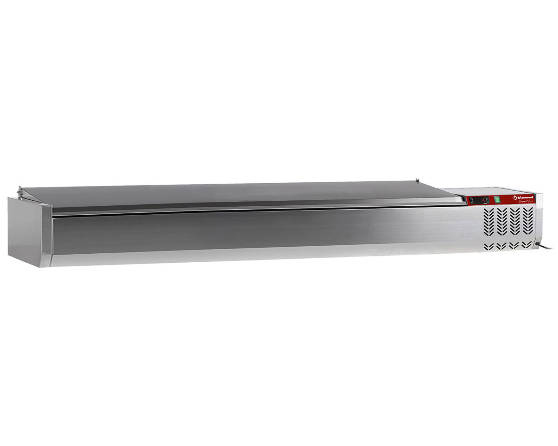 Gekoelde opzetvitrine 9x GN1/3-150 mm, met R.V.S. deksel - 2000x395x(h)282mm