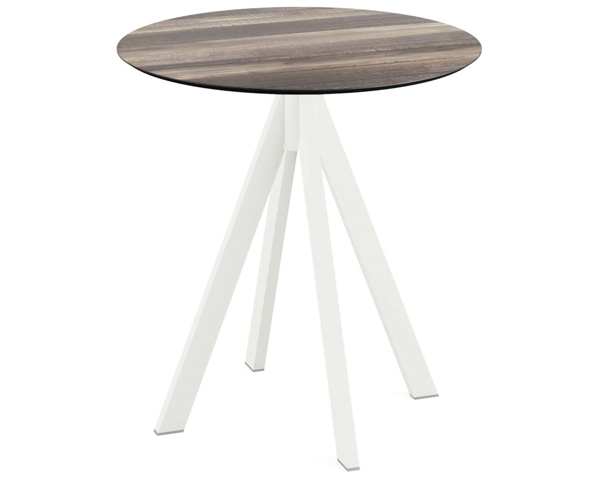 Infinity terrastafel wit frame + Tropical Wood HPL tafelblad tafelblad Ø70cm