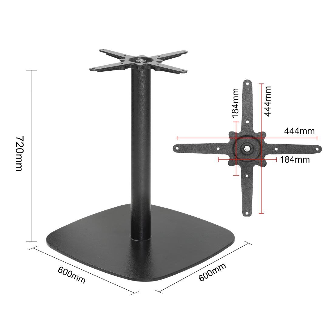 Pied de table en fonte Bolero noir 720x600mm