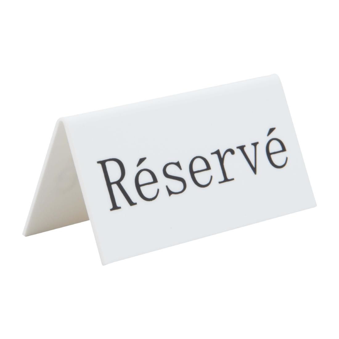 Securit Reserveringstafelstandaards met Frans: 'Réservé' Witte acrylstandaarden met zwart lettertype (doos 5)