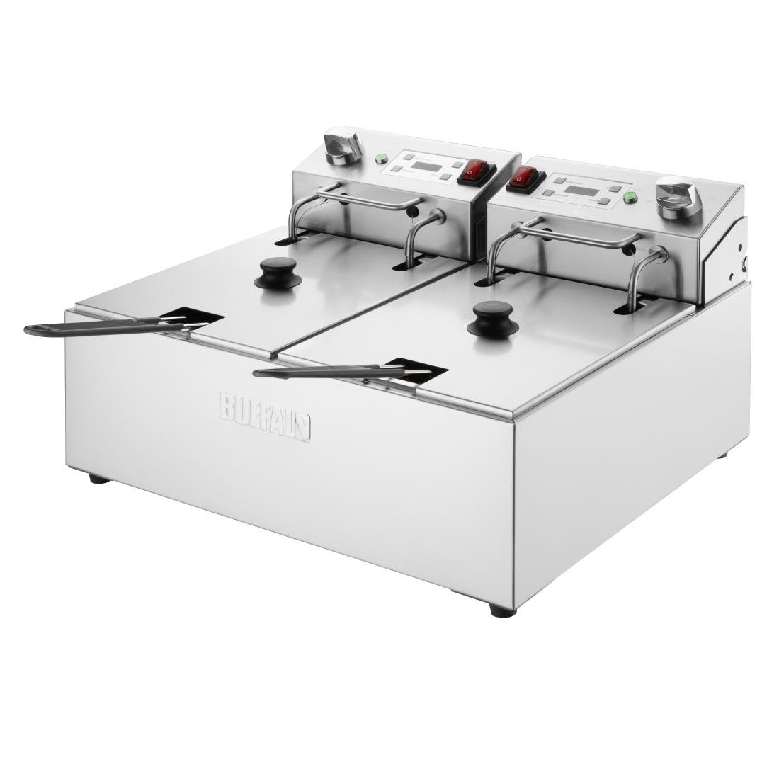 Friteuse électrique double avec minuterie Buffalo 2x5L