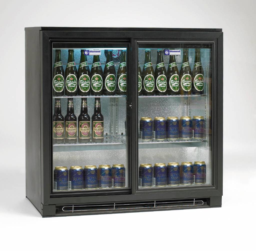 Getränkekühlschrank | 2 Schiebetüren | Schwarz | 196 Liter | 900x515x(h)900mm 