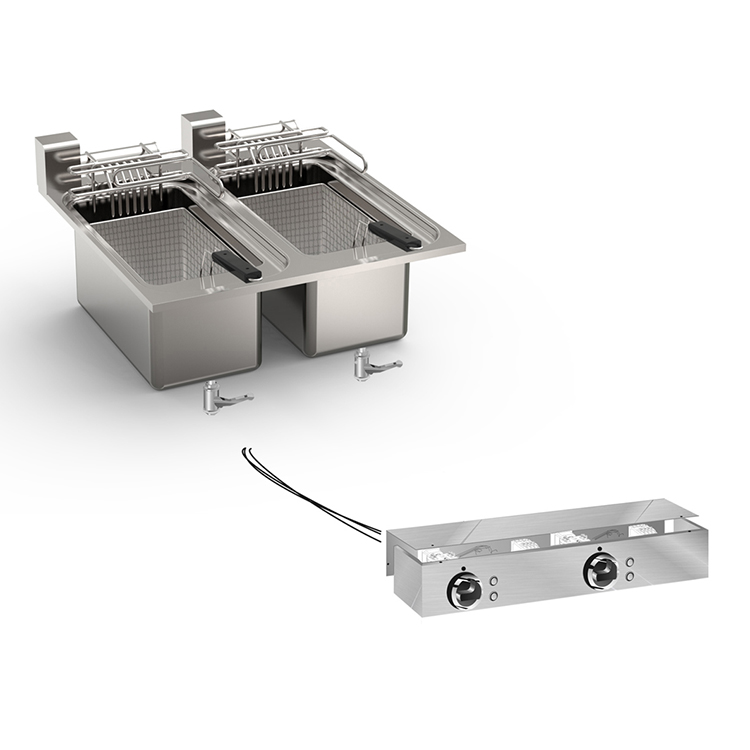 Einbaufritteuse 10+10 Liter - 18kW - Mit Anschlussblock