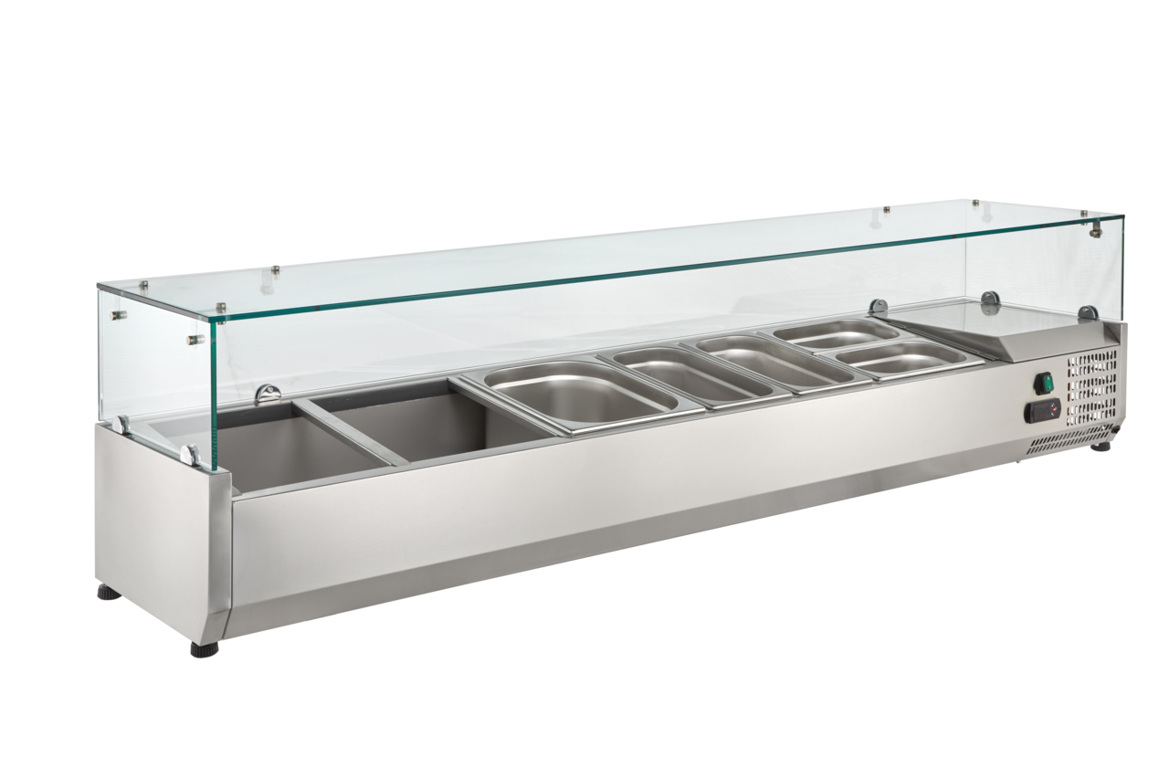 Koelopzet ECO 5 x GN 1/3 + 1 x GN 1/2 met glazen deksel