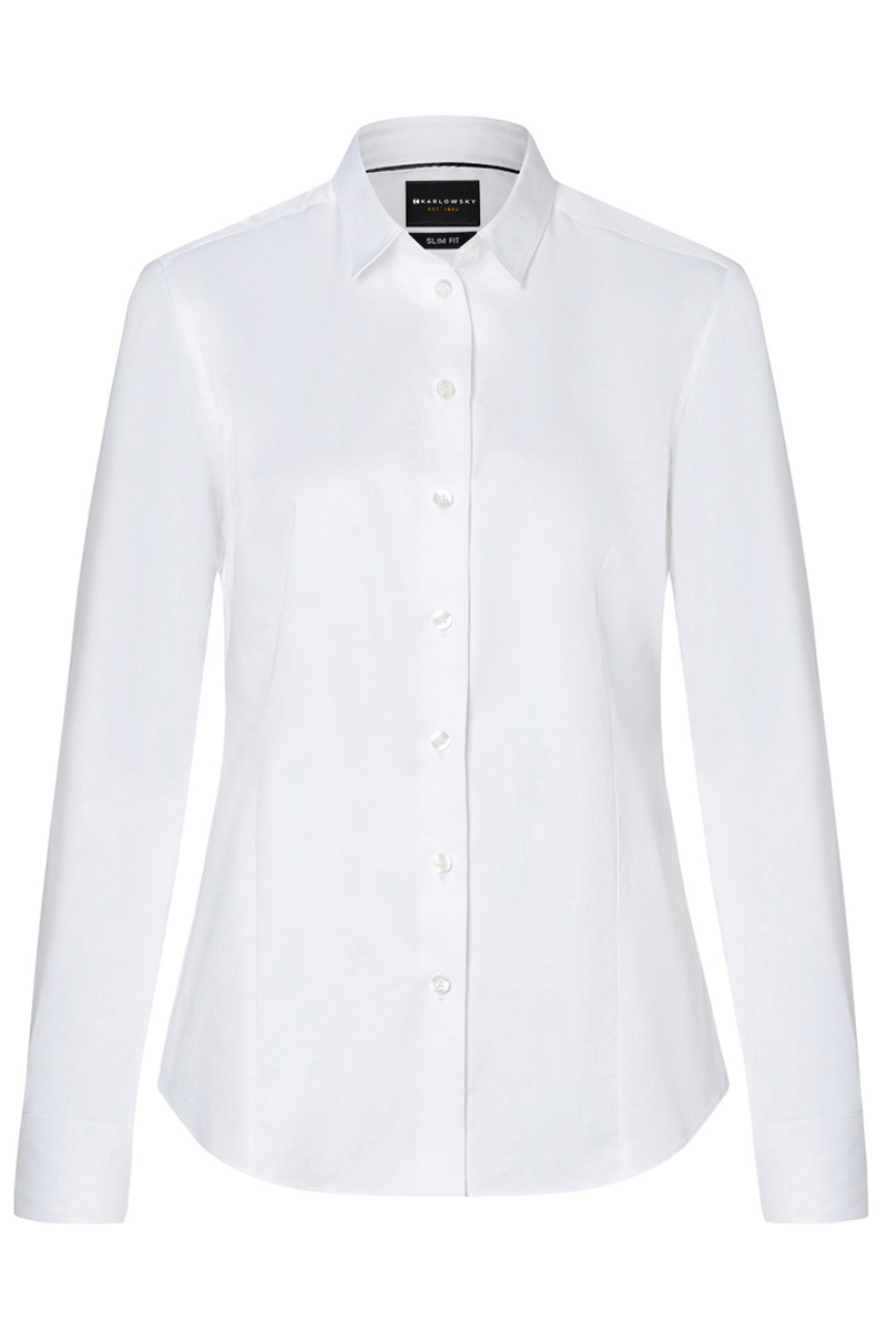 Chemisier pour femme à manches longues Active-Stretch avec coupe légèrement cintrée - Blanc - L