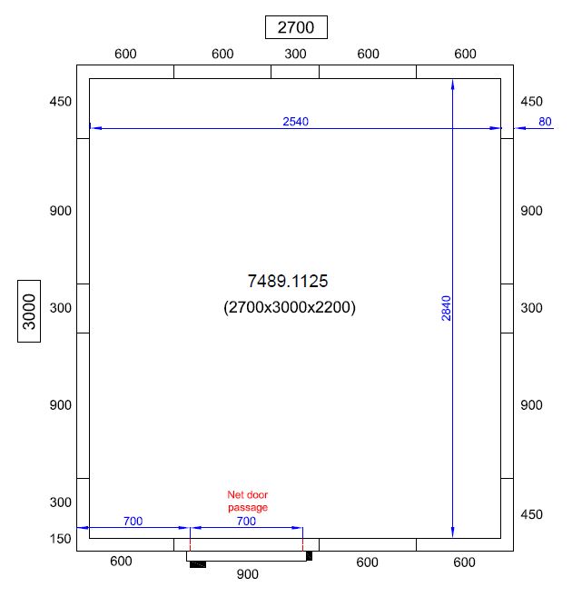 Koel/Vriescel 2700X3000X2200