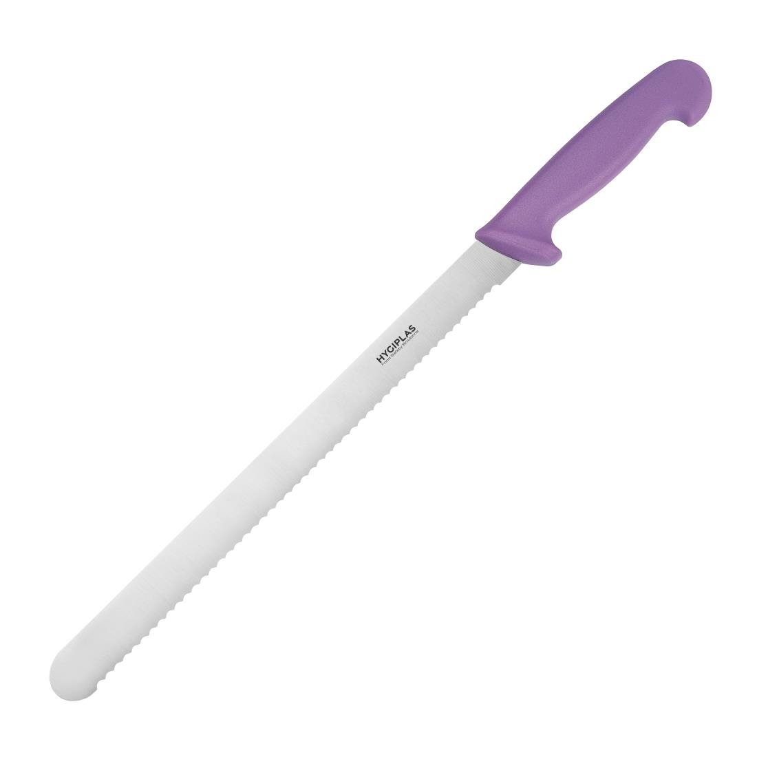 Couteau à génoise dentelé Hygiplas violet 30,5cm