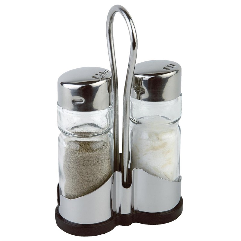 Salz- und Pfeffer Menage | Edelstahl und Glas