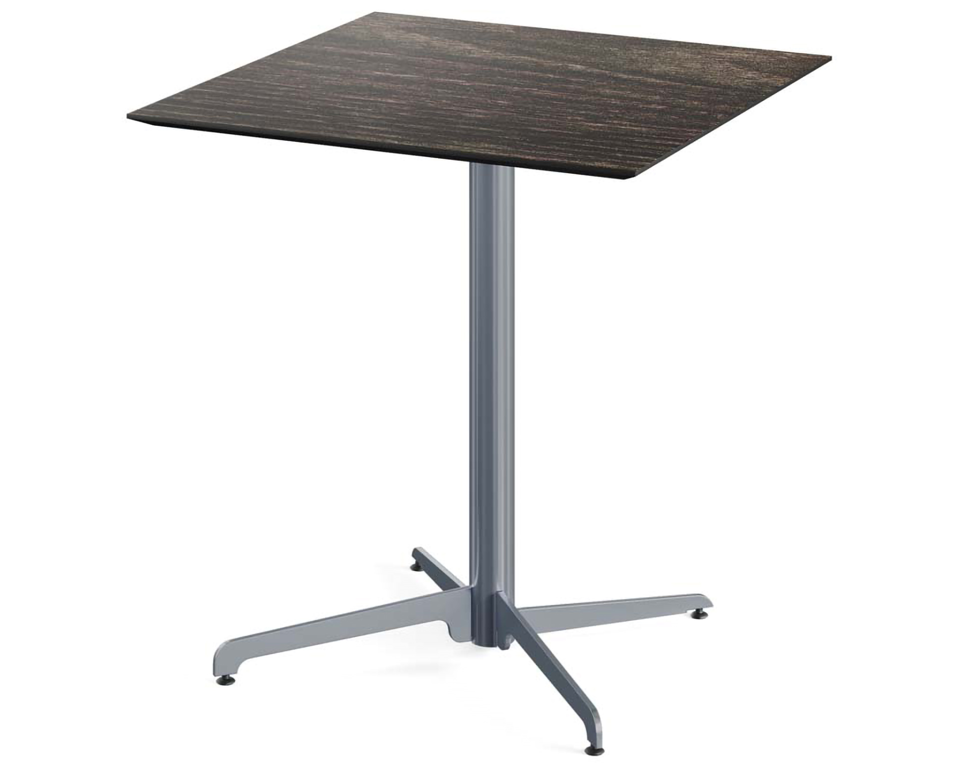 X Cross terrastafel grijs frame + Riverwashed Wood HPL tafelblad tafelblad 70x70cm